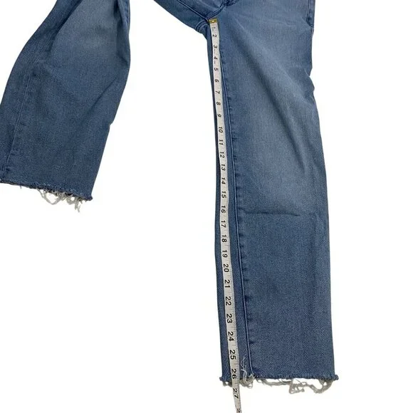 Good American Good Legs straight mid rise frayed hem & waist Sz 6 / 28 stretch - Picture 13 of 13